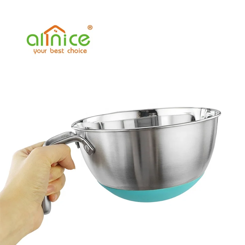 Wholesale Dish Washer Safe Stainless Steel Salad Bowls Mixing with Handle