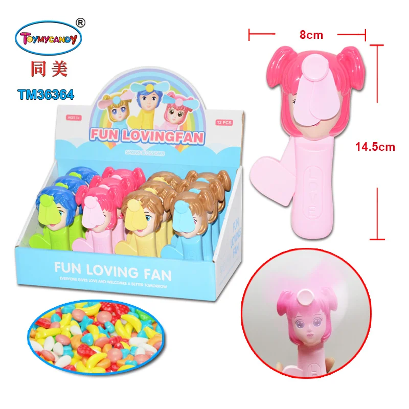 China new model summer toy mini fan with candy supplier most popular girl fan for children to play