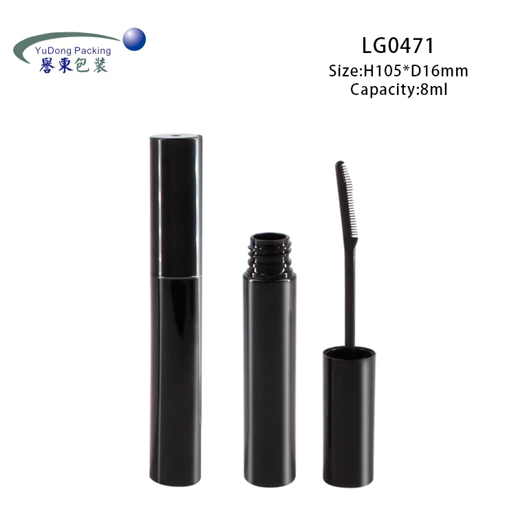 
New Product Customized Logo Container Shiny Black Empty Mascara Tube With Brush 
