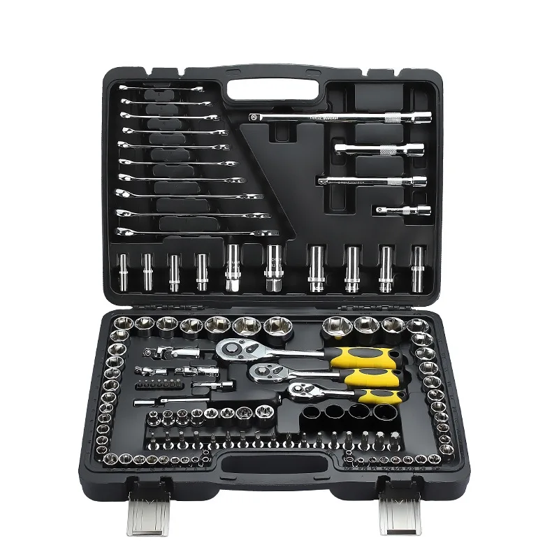 Popular 46 pcs portable bicycle repairing tool ratchet socket kits box for household 7-19mm Power Drill Bushing Spanner Key