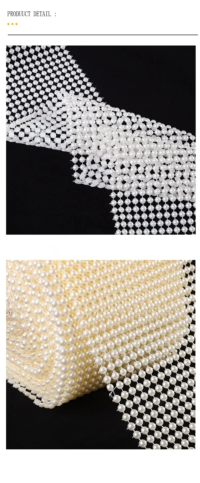 18 Rows  Pearl Mesh Ribbon Wrap Roll Acrylic Bead Pearls Trim For Wedding Party Cake Vase Bridal Shower Decorations DIY Craft