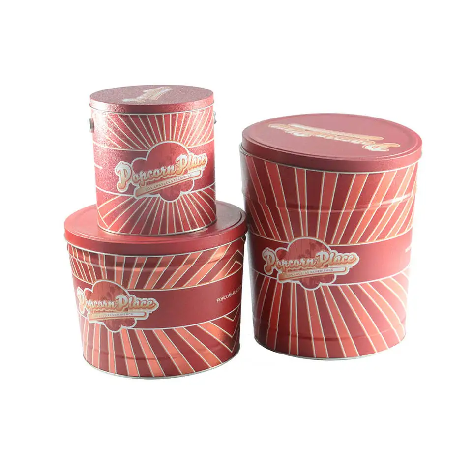 Silver Metal Tin Box Lids - Large Containers Buckets With Lid Popcorn Reusable Cartoon Popcorn Buckets