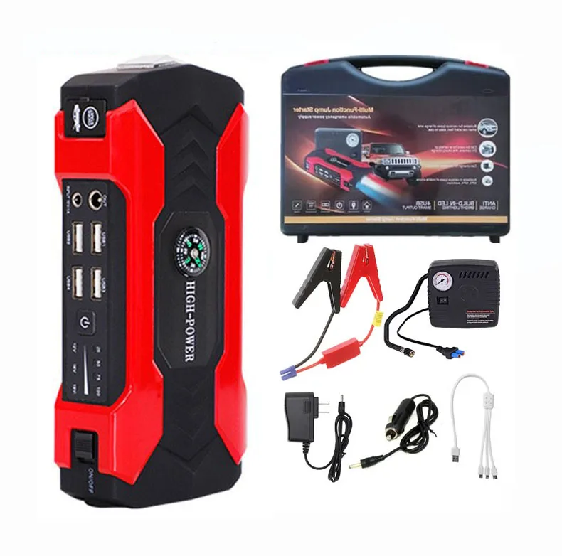 99800mah Portable Car Jump Starter Device Battery Jumper For 12v Vehicles Car Emergency Tool Jump Starter With Air Pump