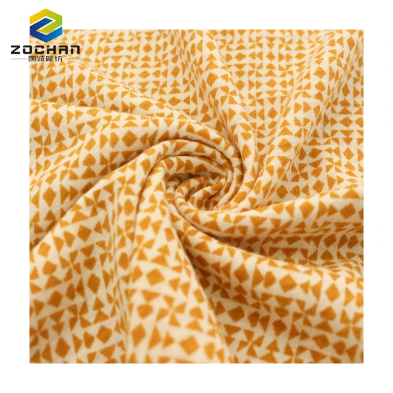 Hot selling 50% linen 50% cotton printed single jersey Eco-friendly yellow knit fabric for child clothing