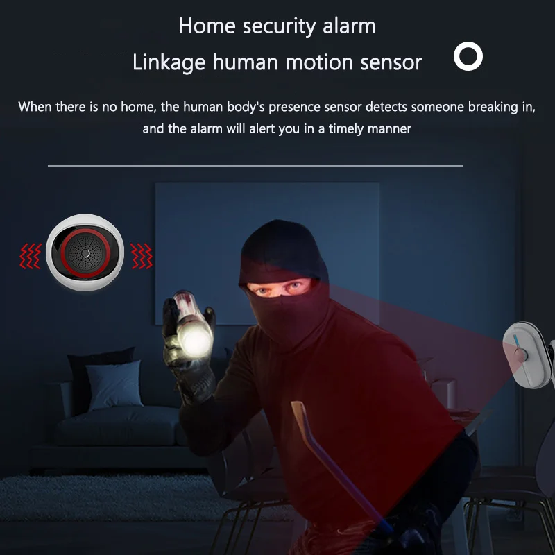 100dB loud decibel tuya zigbee siren sound and flash siren audible and visual horn backup battery for burglar intrusion system