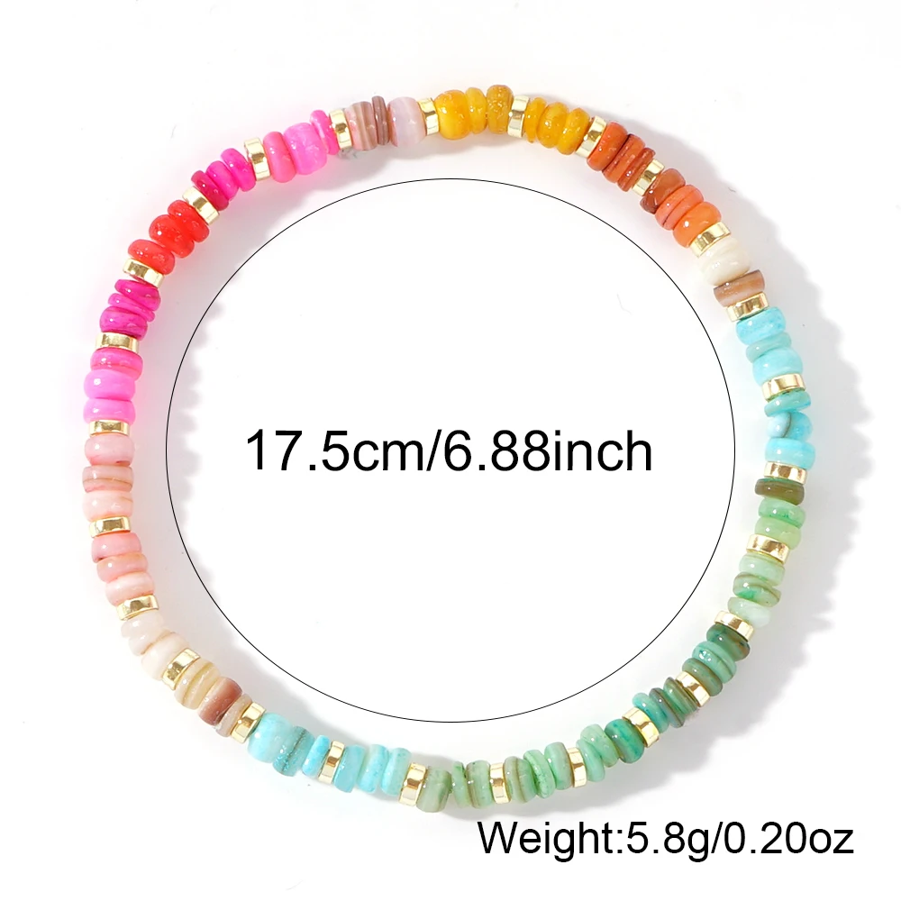 Go2boho 1 PCS Natural Stone Beaded Jewelry Boho Summer Trendy Multi Hematite Stone & Colorful Shell Beads Bracelets for Women