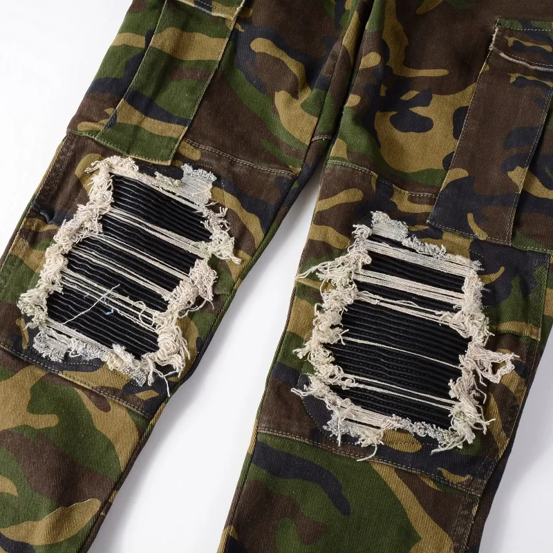 Rts For Dropshipping 536 Damage Tapered Jogger Ripped caogo patch Man Biker Joggers Jeans