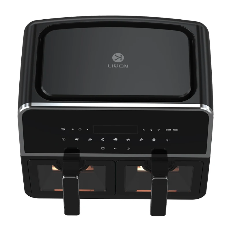 Wholesale Manufacturer Customized Household Smart Digital double Air Fryer With Touch Screen Display 4.5+4.5L