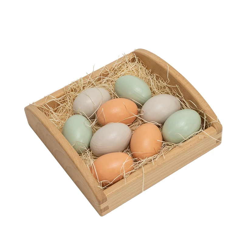 DIY Wooden Egg series Wooden Colorful Egg Unfinished Egg Toy for Children