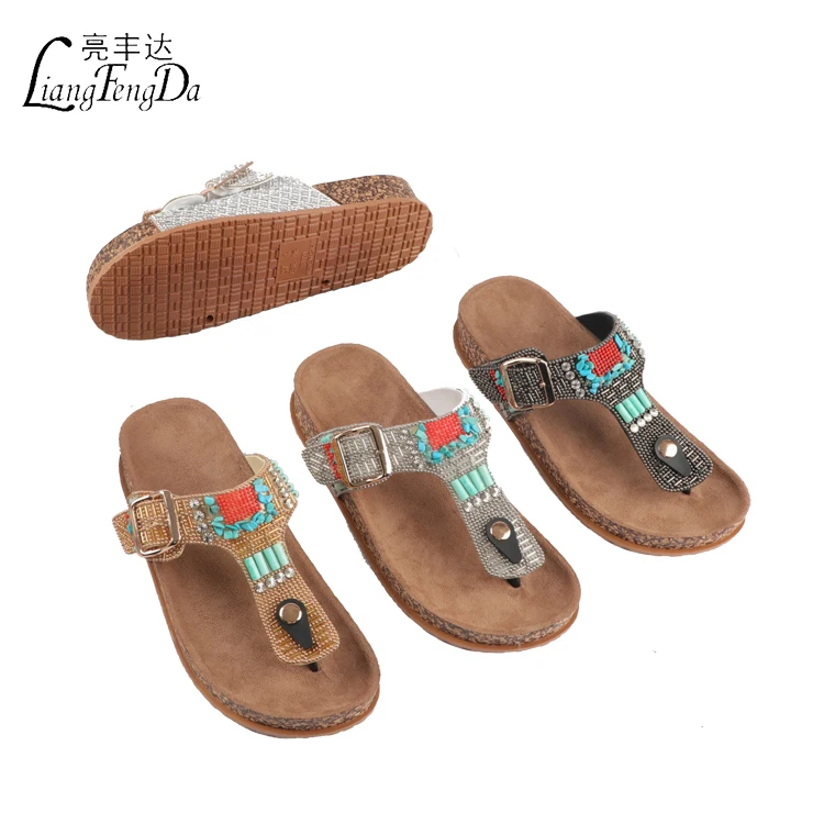 Slides Slippers Luxury Crystal Flip-flops Slippers New Outdoor Cork Sole Casual Design Morocco Summer PVC for Women Female