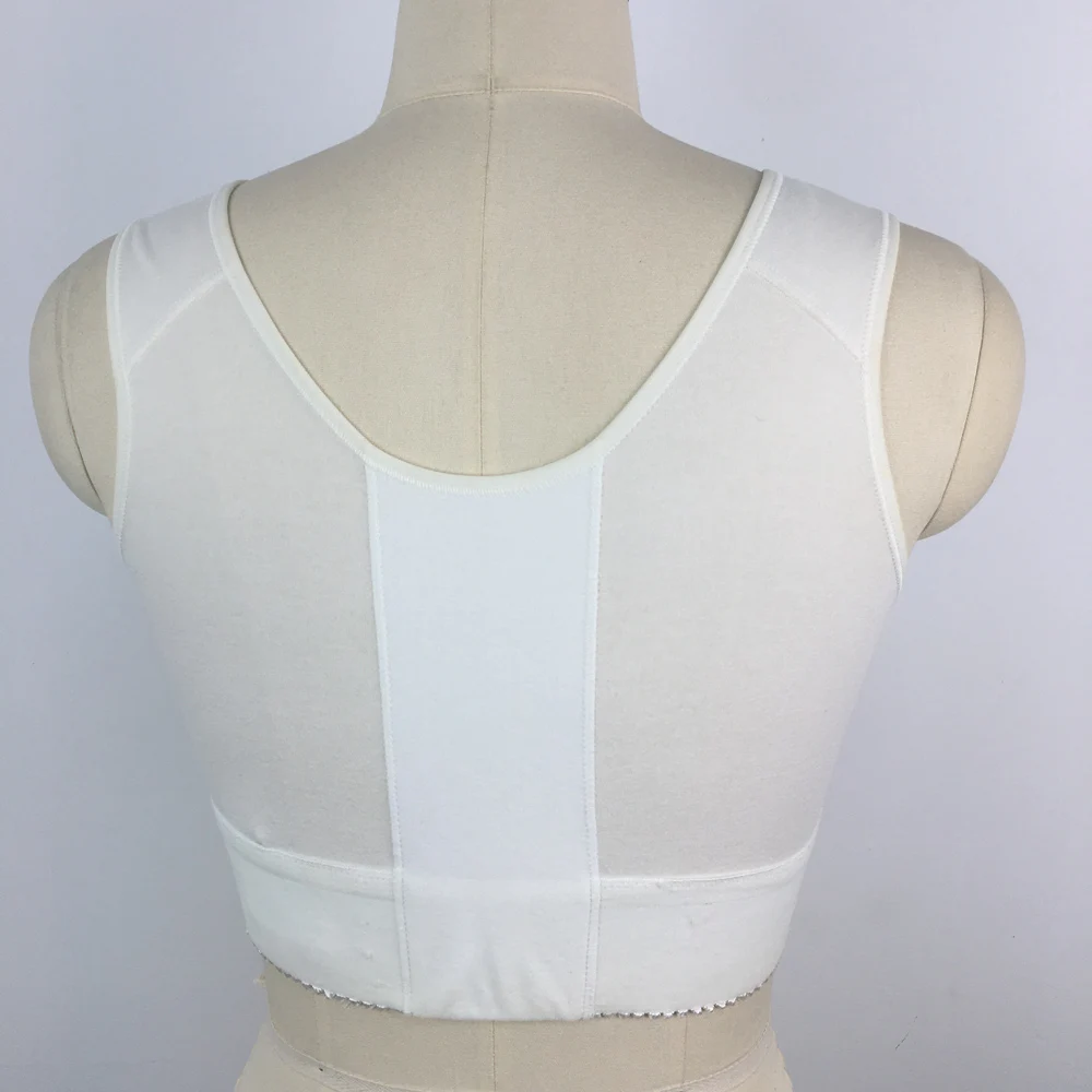All day comfort wireless post surgical compression wear zipper front closure cotton spandex medical post op bra for women