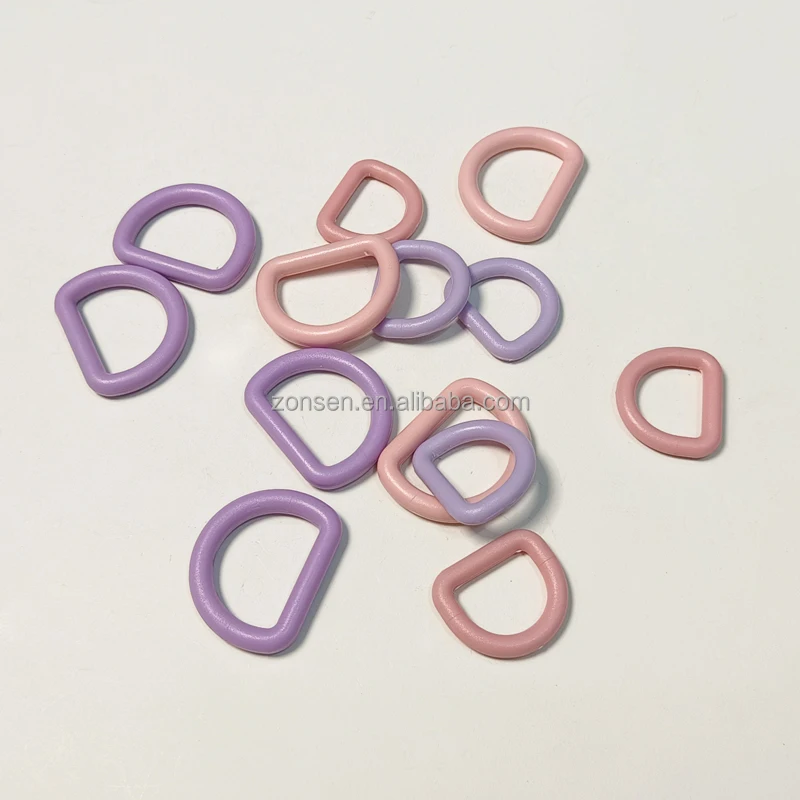 Durable Metal D-Ring With Coated Plastic No-Rust D Shape Buckle 15mm 20mm 25mm Size For Dog Collar Leash Harness