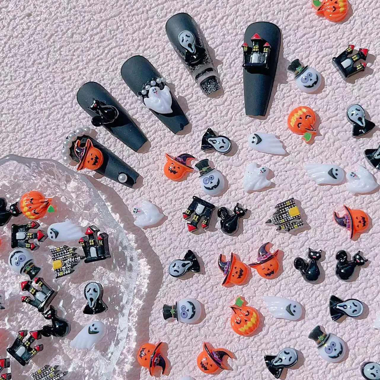 Dark American ghost pumpkin nail accessories Halloween resin glossy nail art decorations charms