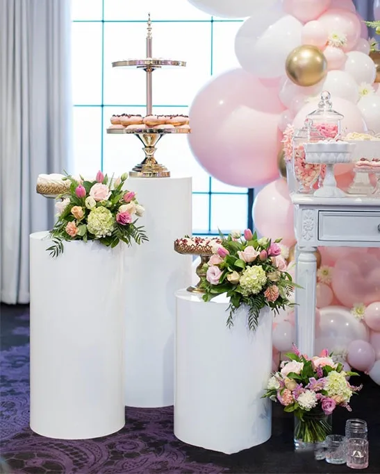 MYDARB Set of 5 Acrylic round cylinder pedestal white acrylic plinths display stand for wedding decoration