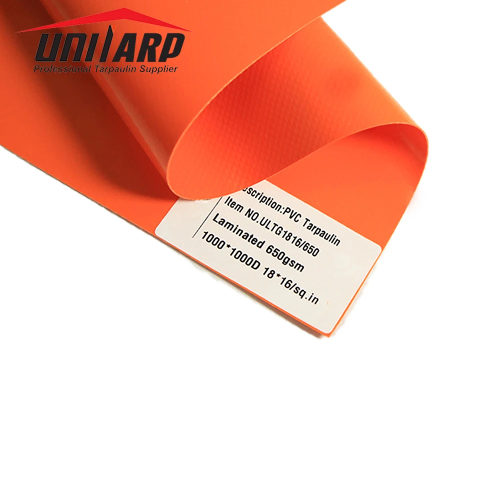Unitarp 650 750 850 gsm 100% polyester Waterproof Heavy Duty Bache orange PVC Tarpaulin