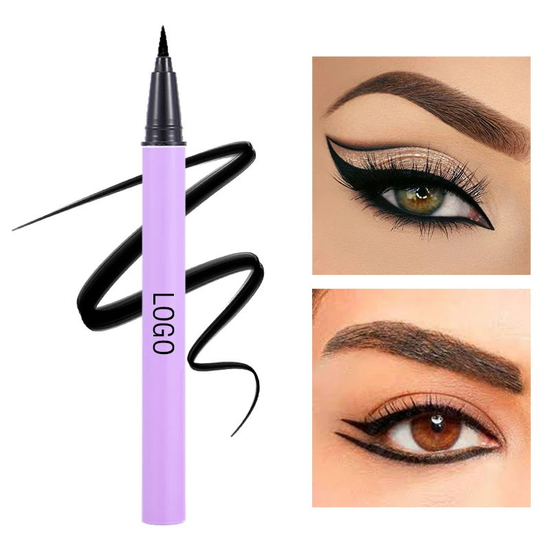 Custom Logo Vegan Private Label purple eye liner tube Waterproof long lasting Matte Black Liquid Eyeliner