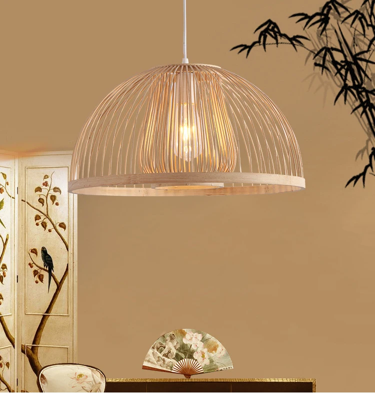 Modern handicraft handmade woven cane lantern round natural wicker bamboo rattan chandelier pendant lamp for restaurant hotel