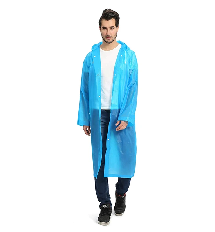 Portable EVA Raincoats for Adults, Reusable Rain Ponchos with Hoods and Sleeves Lightweight Raincoats
