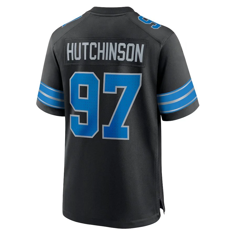 Лучшее качество #14 Mon-ra St. Brown #97 Aidan Hutchinson #26 Jahmyr Gibbs #16 Jared Goff Американская Футбольная майка