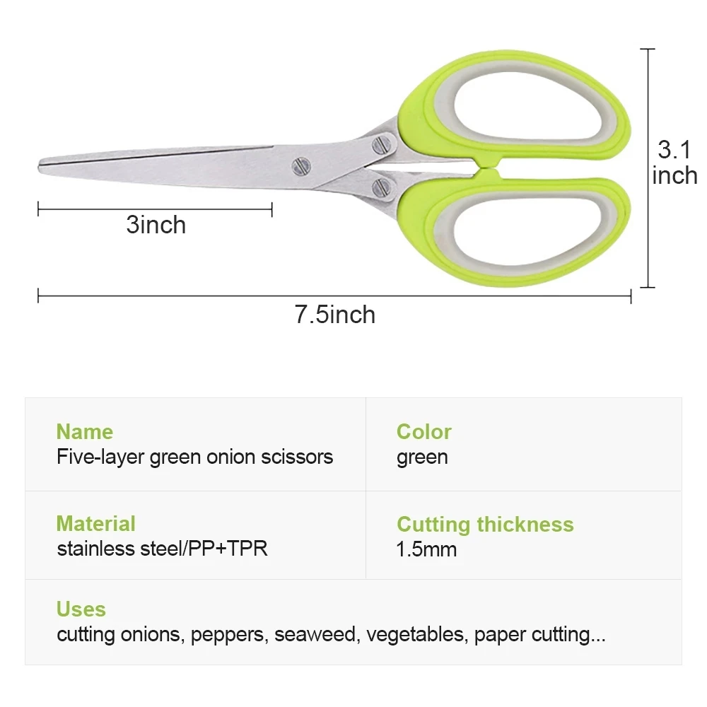 Professional Stainless Steel 5 Blades Kitchen Herb Scissors Shredder Scissors