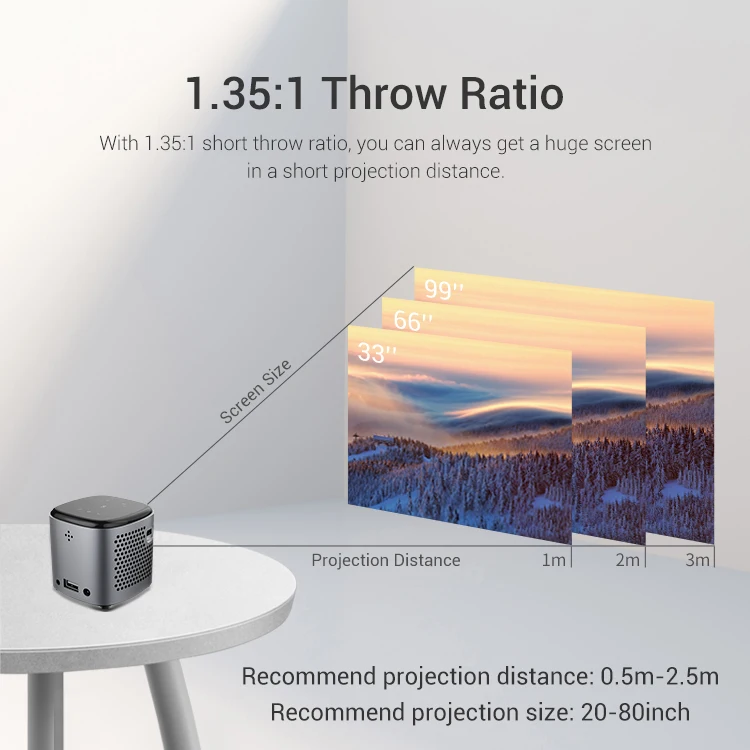 Hotack Cube Portable DLP Android 4k Full Hd Projector Home Theater For Mobile Phone Led Mini Projectors