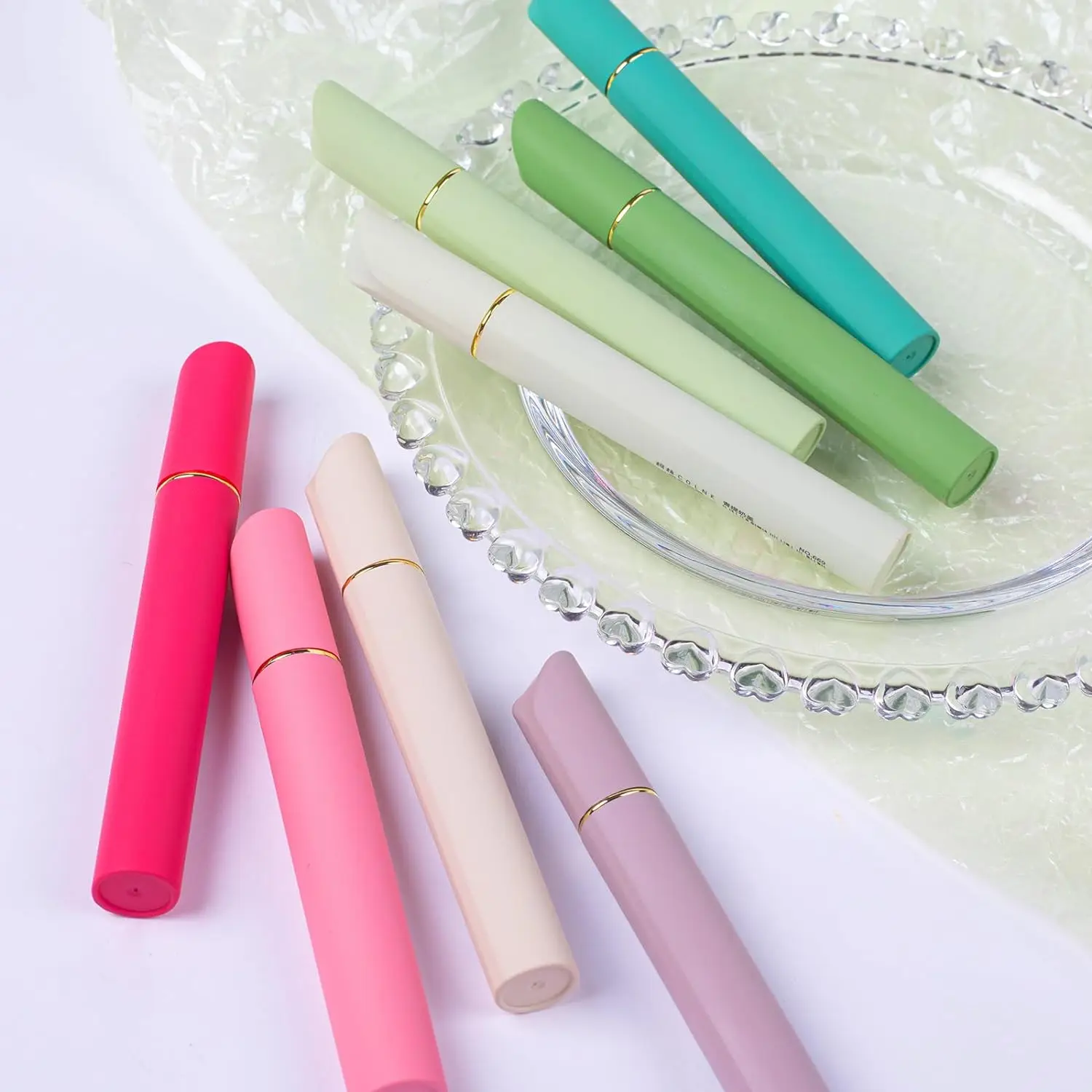Assorted Colors 12 Counts of Aesthetic Highlighter Pen Set Soft Chisel Tip Cute Highlighters Mild Colors with Retro Barrel