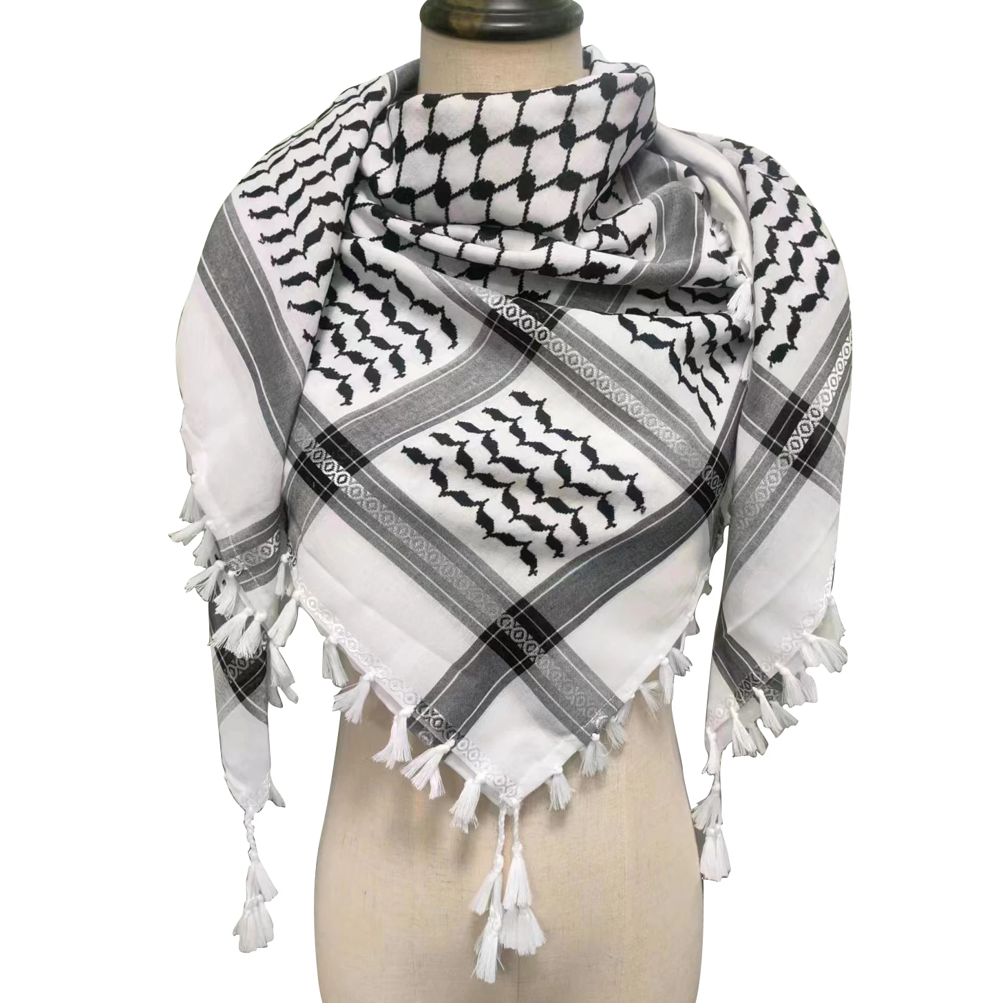 Original Kuffiyeh Cotton Woven Palestine keffiyeh Royal Shemagh Scarf Handmade Arab Ready for shipment 125x125cm