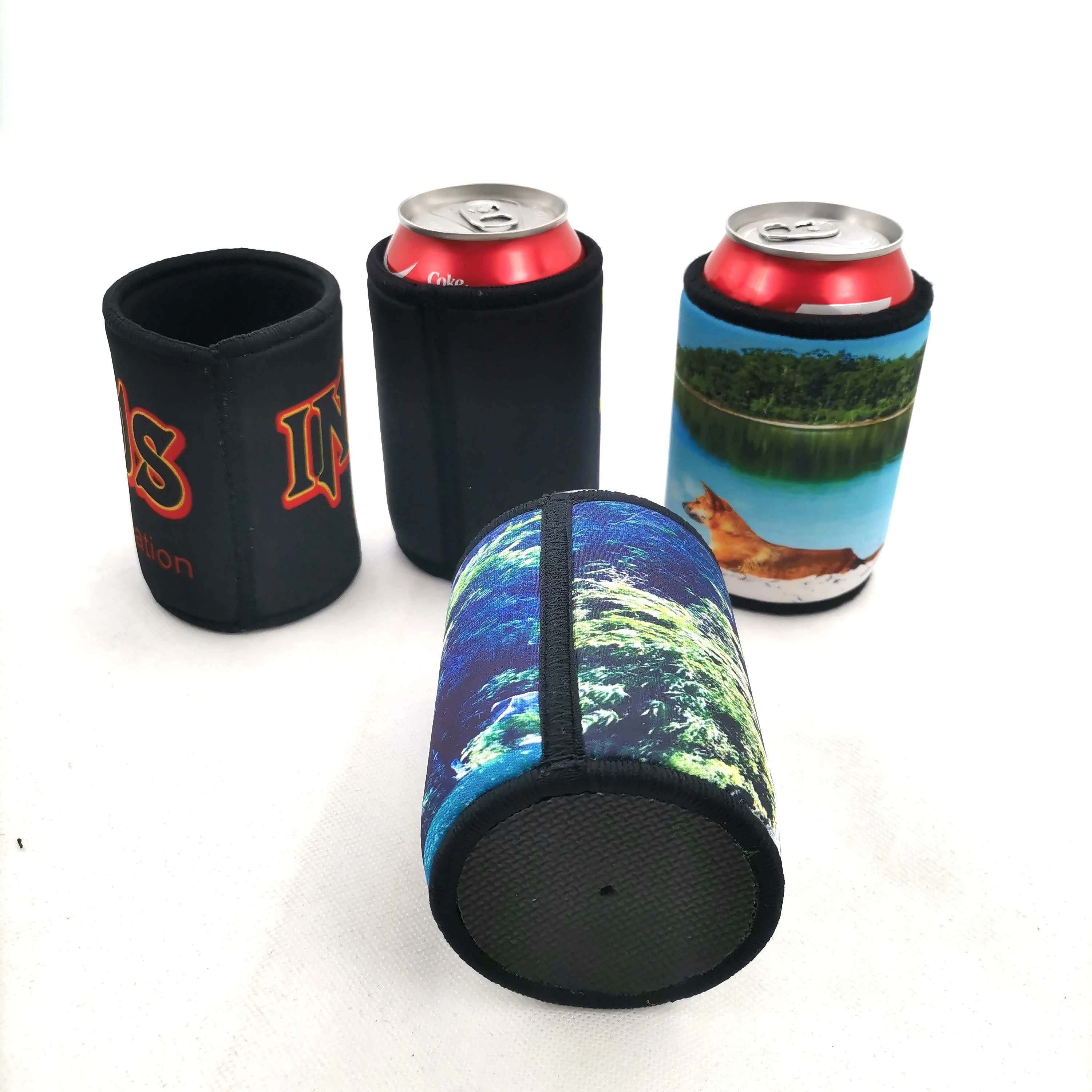 Sublimation Neoprene Tube Bottle Holder and stitched top can bottom have glued Can cooler with rubber bottom