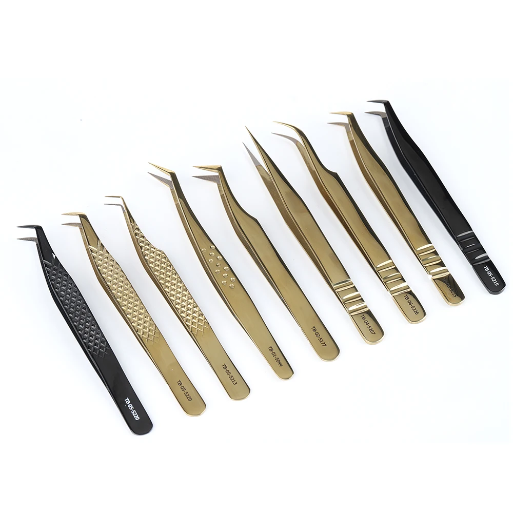 SP EYELASH Extension Tweezers Fiber Tip Wholesale Price Free Customize Logo Fiber Tip Volume 45 90 Degree Extension Tweezers