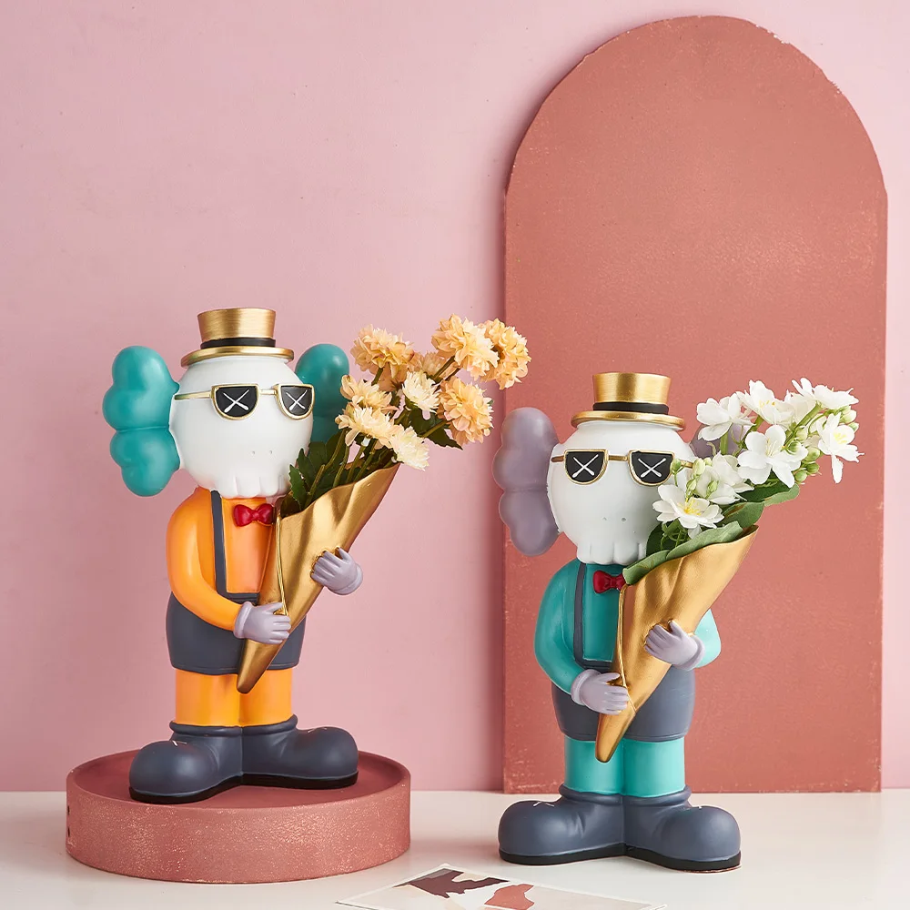 Nordic Decoration Home Furnishing Coase Bouquet Flower Decoration Resin Sculpture Vase