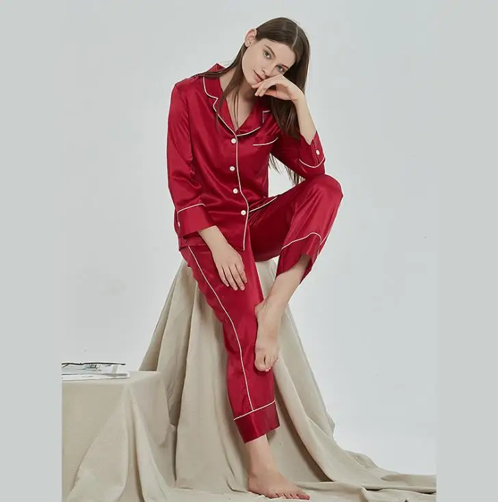 Wholesale Women 16 mm Real Mulberry Silk Sleepwear Ladies Silk Pajamas