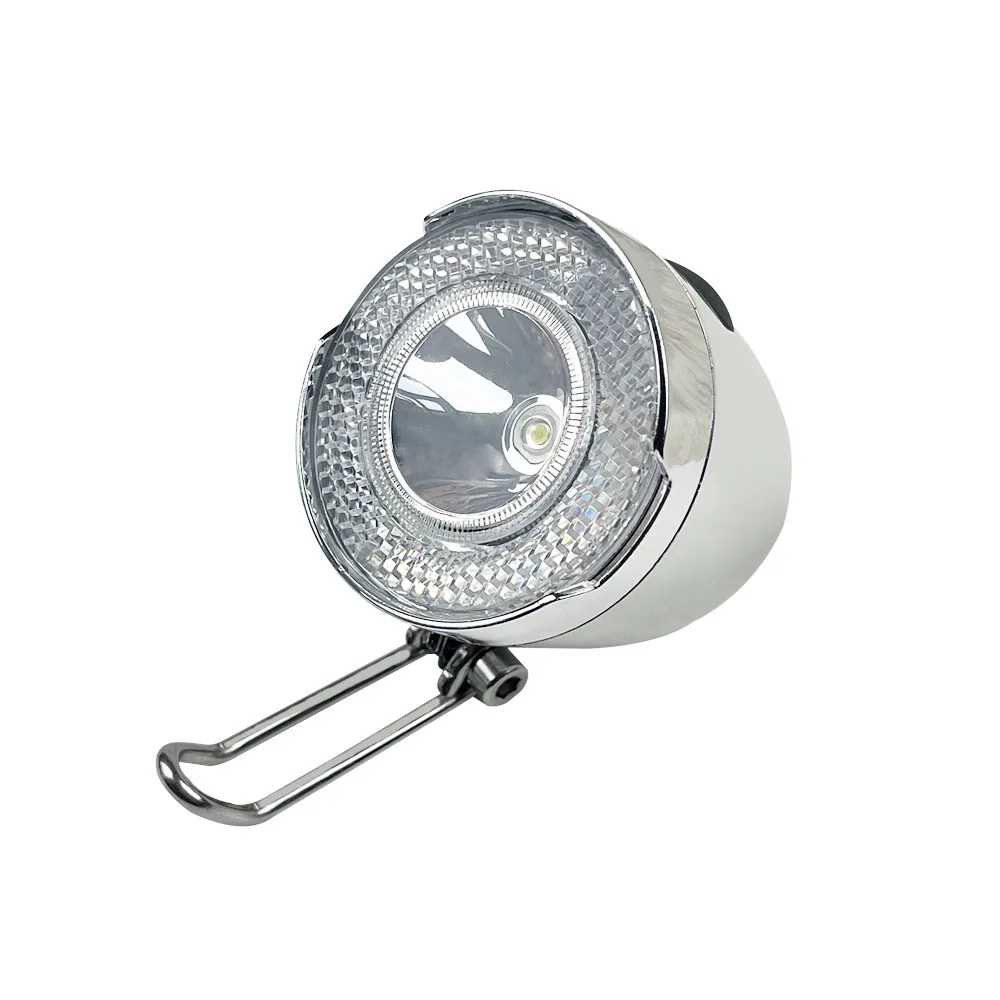 High Quality Durable  LED Silver Stainless Steel Bicycle  Brightness Headlight Bicycle LED Light Bike Accessories