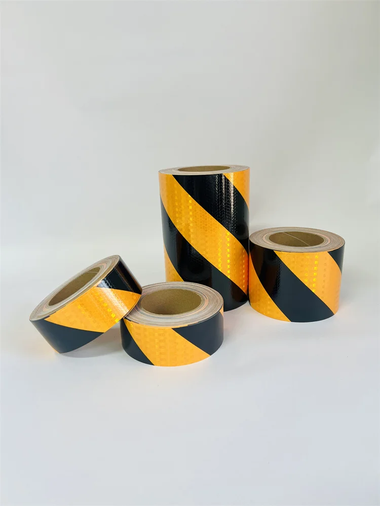 Yellow White PVC Warning Reflective Adhesive Tape PVC cheap twill honeycomb reflective tape