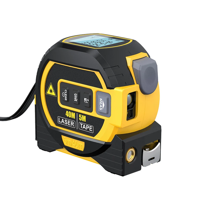 Electric Laser Distance Tape Mesure Measuring Device 3-in-1 in Ft Metric and Inches with LCD Digital