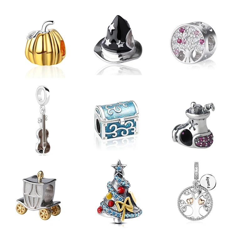 925 Sterling Silver Christmas Charms Beads for Bracelet Necklace Beads Charm Jewelry Gifts for Women