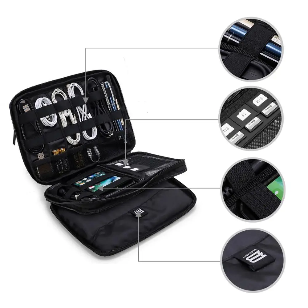 Double Layer Cord Data Usb Charge Cable Organizer Travel Digital Electronics Accessories Storage Bag