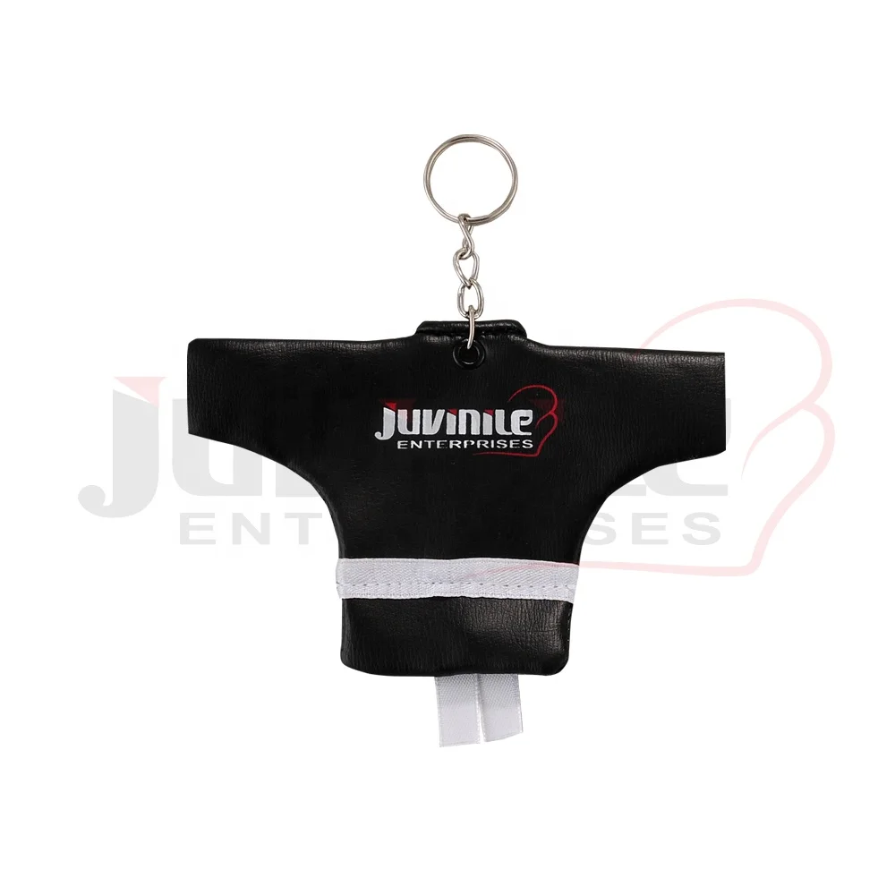 Fashion Leather Uniform Keychain PU Digital Printing 2 Color/Custom martial arts promotion gift belt mini uniform key chain
