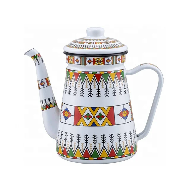 1.2L Enamel Coffee Pot Hand Tea Enamel Kettle Induction Cooker Gas Stove Universal Hand Water Teapot Vintage Home Decor Tools