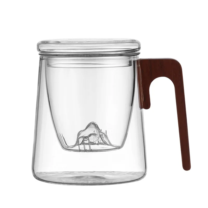 2022 Manufacturers wholesale Japanese-style heat-resistant wood separates office cups and tea and walnut filters to make tea mug