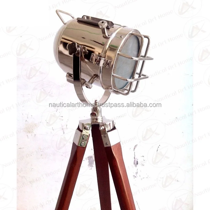 Никелированный Точечный светильник с деревянной подставкой-морской напольный подставкой-Морская настольная лампа для дома морского искусства-dh21008