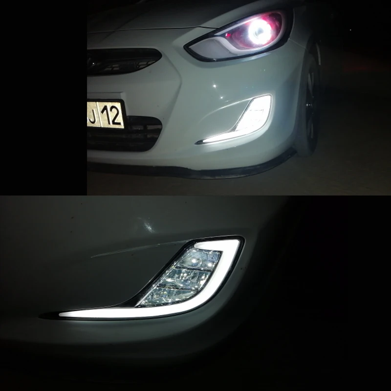 KEEN высокомощный 12 В двухцветный СВЕТОДИОДНЫЙ дневной ходовой свет DRL для Hyundai Accent 2012-2014 с Янтарной функцией