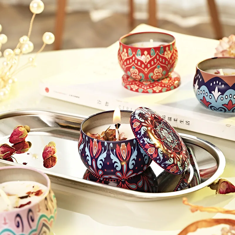Scented Soy Candles Wax Candle Tinplate Fragrance Candle Travel Soy Vegetable Blend Wax Set