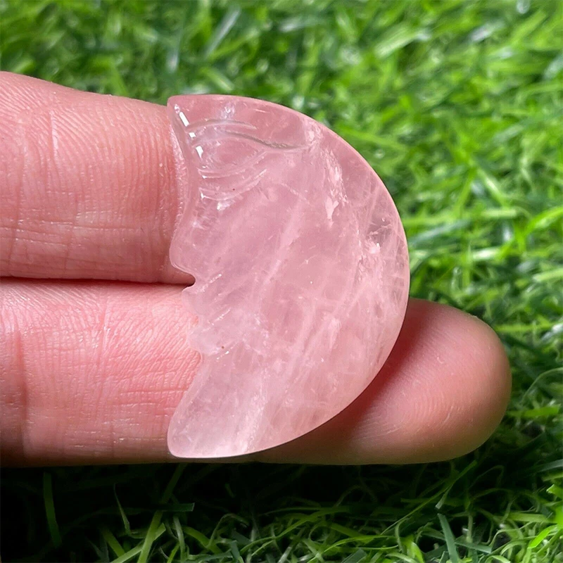 Wholesale Natural Hand Carved Rose Quartz Healing Stones Moss Agate Moon