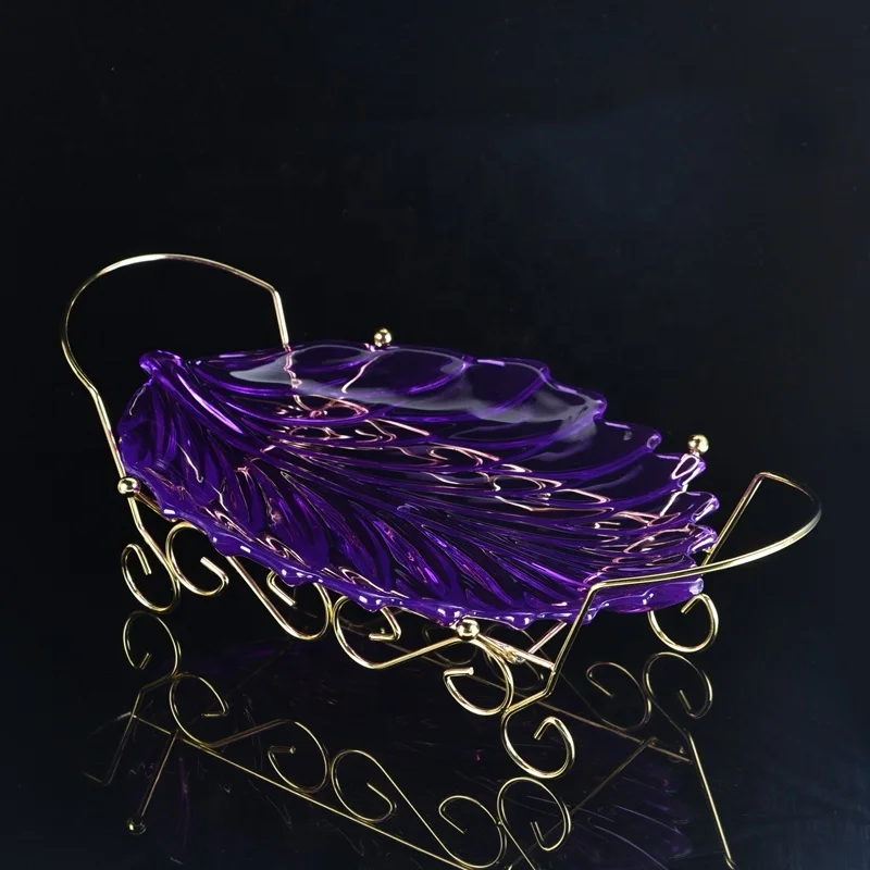 Creative feather shaped fruit tray holder multi color clear plastic salad plates nightclub snack food plastic plate bar