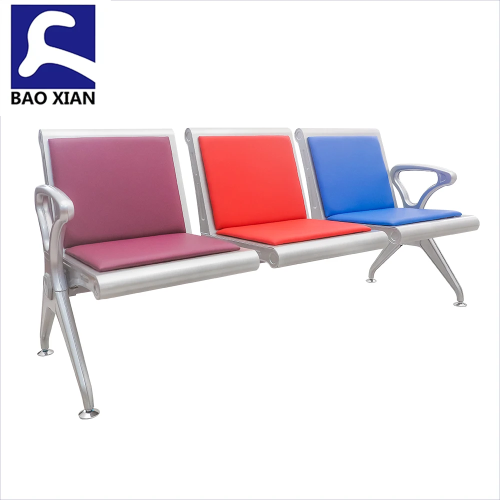 hot sale Project  colorful pvc cushion  2 3 4 5 seats hospital reception airport waiting chair