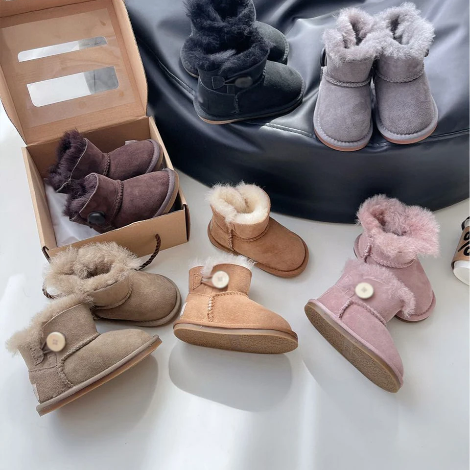 Customization High Quality Waterproof Wool Ankle Boots Warm For Child Brands Custom Fur Snow Boots For Children