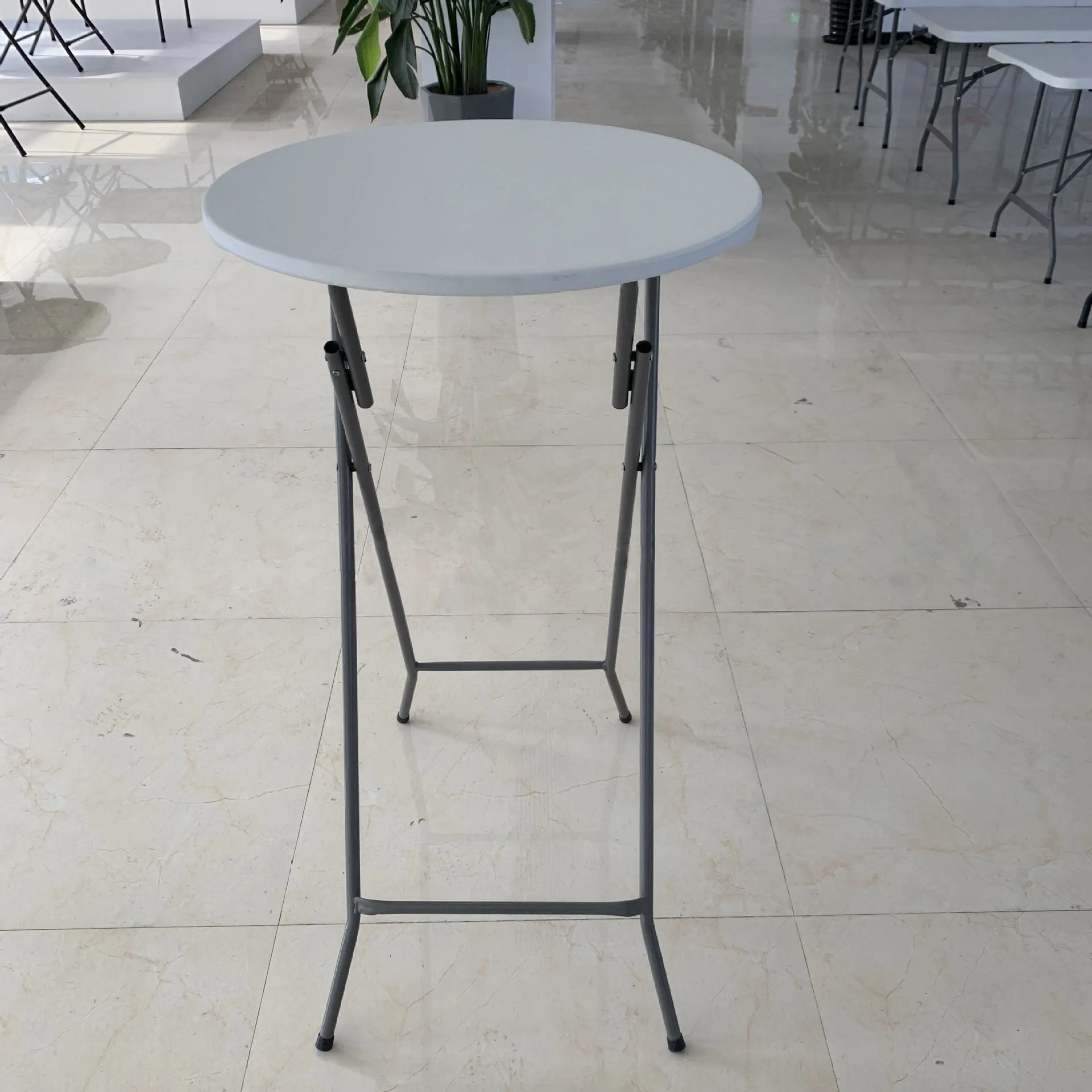 High Quality 80cm High Top Banquet Party Bistro White Plastic Round Bar Folding Cocktail Tables for Sale
