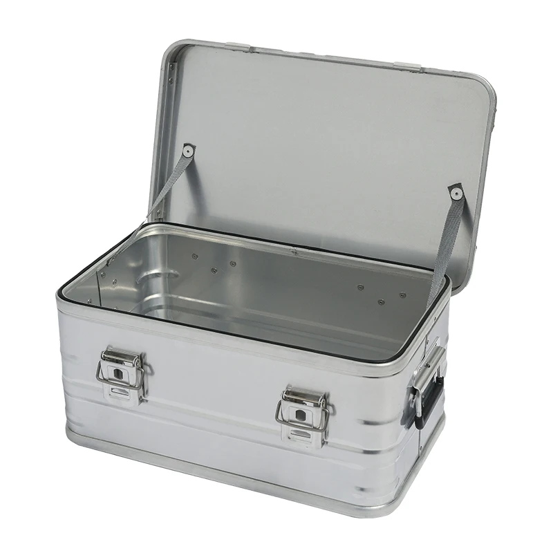 Exhibition silver flight case Outdoor Aluminum Trunk Cargo Box Car Traveling Camping Adventure Storage Case