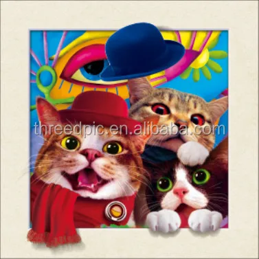 Lovely Dog and Cat 3D Lenticular Pictures 3D 5D Printing for Home Decoration