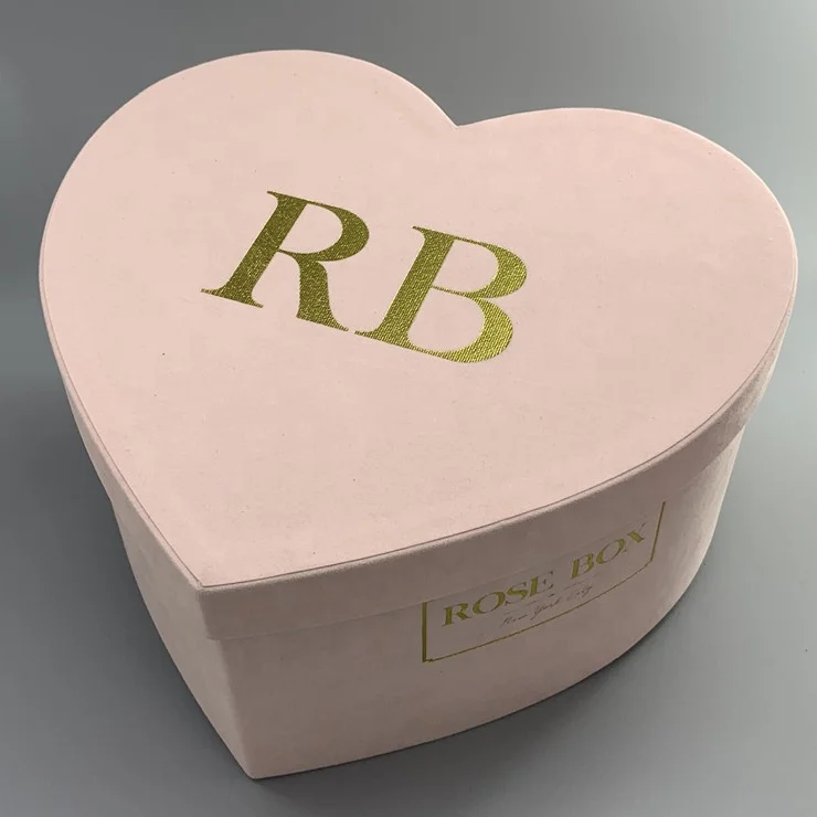 Wholesale high quality red velvet heart shaped flower box with insert foam for preserved roses